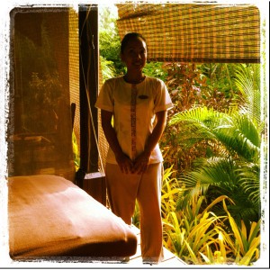 Fabulous therapist Surya in the outdoor treatment area