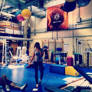 The gym for the performers at Cirque du Soleil