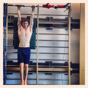 A student at the Studio, Montreal warming up