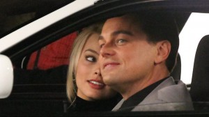 Leonardo Di Caprio and Margot Robbie on the set of Wolf of Wall Street